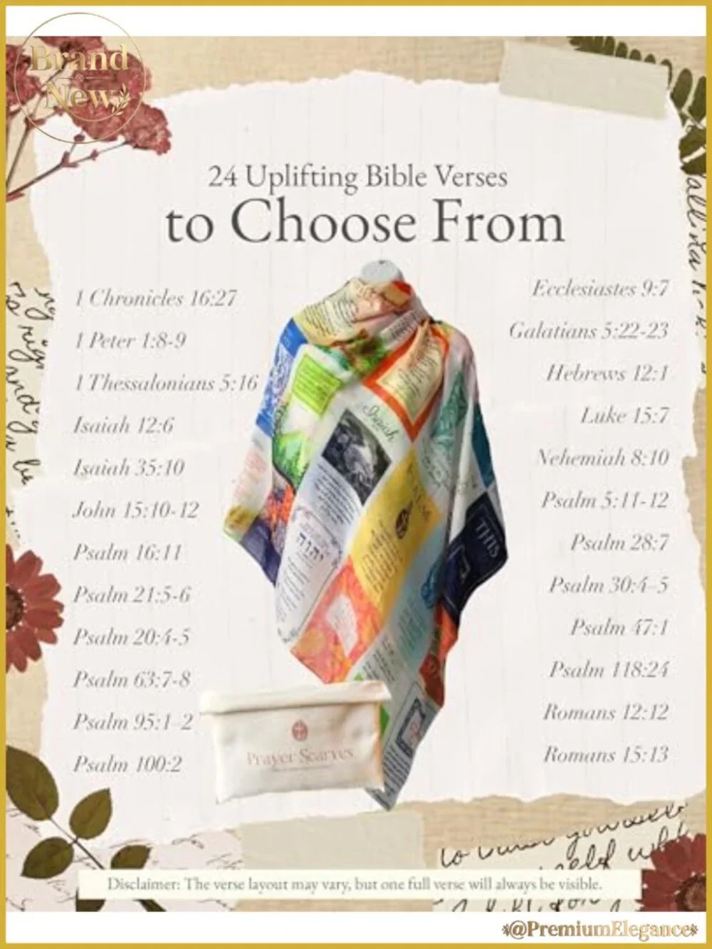 Christian Prayer Scarf 100% Cotton 24 Bible Verses Shawl Wrap